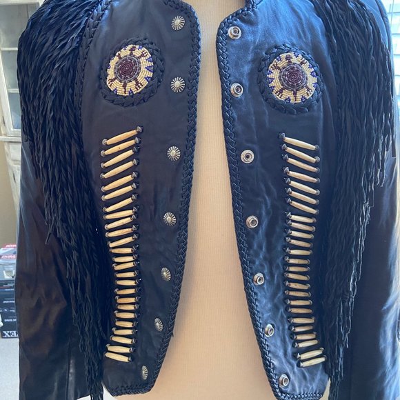 Western-Style Leather Bikers Jacket Made by Diamond Leathers - Size 6 - Picture 1 of 5